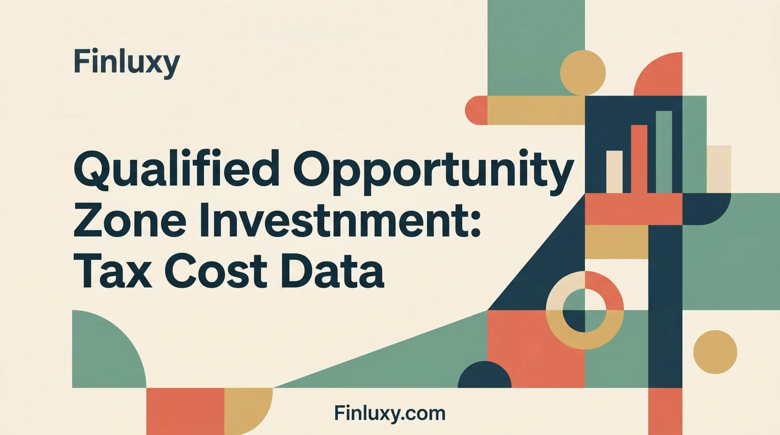 A modern geometric vector illustration with article text and abstract shapes, featuring Finluxy branding on a clean, premium background.